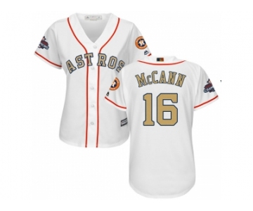 Women Houston Astros #16 Brian McCann White 2018 Gold Program Cool Base Stitched Baseball jersey