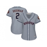 Women Houston Astros #2 Alex Bregman Grey Road Stitched MLB Jersey