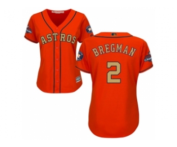 Women Houston Astros #2 Alex Bregman Orange 2018 Gold Program Cool Base Stitched Baseball Jersey