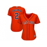 Women Houston Astros #2 Alex Bregman Orange Alternate Stitched MLB Jersey