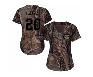 Women Houston Astros #20 Preston Tucker Camo Realtree Collection Cool Base Stitched MLB Jersey