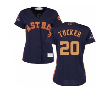 Women Houston Astros #20 Preston Tucker Navy 2018 Gold Program Cool Base Stitched Baseball Jersey