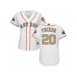 Women Houston Astros #20 Preston Tucker White 2018 Gold Program Cool Base Stitched Baseball jersey