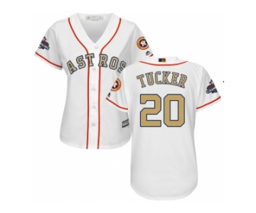 Women Houston Astros #20 Preston Tucker White 2018 Gold Program Cool Base Stitched Baseball jersey