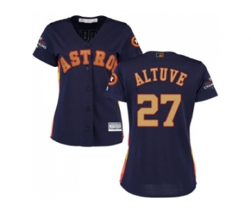 Women Houston Astros #27 Jose Altuve Navy Blue 2018 Gold Program Cool Base Stitched MLB Jersey