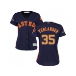 Women Houston Astros #35 Justin Verlander Navy Blue 2018 Gold Program Cool Base Stitched MLB Jersey