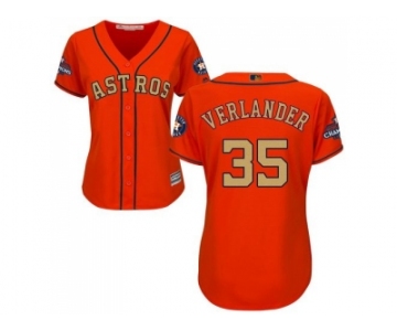 Women Houston Astros #35 Justin Verlander Orange 2018 Gold Program Cool Base Stitched MLB Jersey