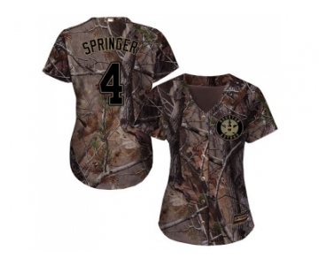 Women Houston Astros #4 George Springer Camo Realtree Collection Cool Base Stitched MLB Jersey