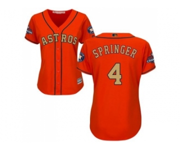 Women Houston Astros #4 George Springer Orange 2018 Gold Program Cool Base Stitched MLB Jersey