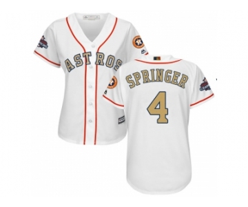 Women Houston Astros #4 George Springer White 2018 Gold Program Cool Base Stitched Baseball jersey