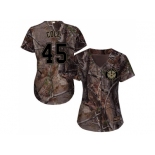 Women Houston Astros #45 Gerrit Cole Camo Realtree Collection Cool Base Stitched MLB Jersey