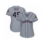 Women Houston Astros #45 Gerrit Cole Grey Road Stitched MLB Jersey