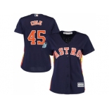 Women Houston Astros #45 Gerrit Cole Navy Blue Alternate Stitched MLB Jersey