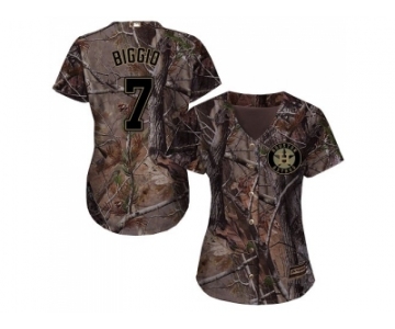 Women Houston Astros #7 Craig Biggio Camo Realtree Collection Cool Base Stitched MLB Jersey