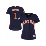 Women Majestic Houston Astros #1 Carlos Correa Replica Navy Blue Alternate 2017 World Series Bound Cool Base MLB Jersey