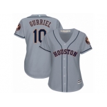 Women Majestic Houston Astros #10 Yuli Gurriel Replica Grey Road Cool Base MLB Jersey