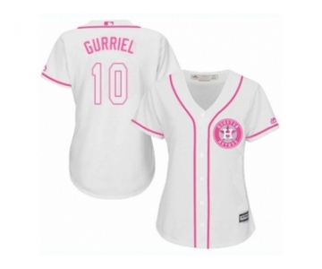 Women Majestic Houston Astros #10 Yuli Gurriel Replica White Fashion Cool Base MLB Jersey