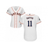 Women Majestic Houston Astros #11 Evan Gattis Replica White Home 2017 World Series Bound Cool Base MLB Jersey