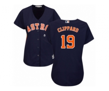 Women Majestic Houston Astros #19 Tyler Clippard Replica Navy Blue Alternate Cool Base MLB Jersey