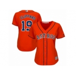 Women Majestic Houston Astros #19 Tyler Clippard Replica Orange Alternate Cool Base MLB Jersey