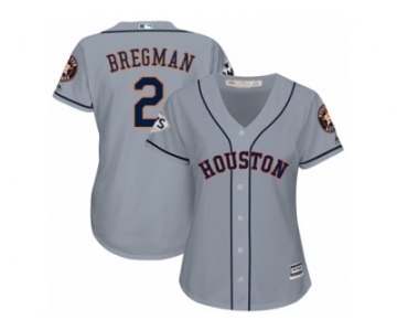 Women Majestic Houston Astros #2 Alex Bregman Replica Grey Road 2017 World Series Bound Cool Base MLB Jersey