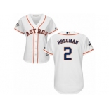 Women Majestic Houston Astros #2 Alex Bregman Replica White Home 2017 World Series Bound Cool Base MLB Jersey