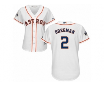 Women Majestic Houston Astros #2 Alex Bregman Replica White Home 2017 World Series Bound Cool Base MLB Jersey