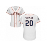 Women Majestic Houston Astros #20 Preston Tucker Replica White Home 2017 World Series Bound Cool Base MLB Jersey