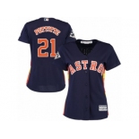 Women Majestic Houston Astros #21 Andy Pettitte Replica Navy Blue Alternate 2017 World Series Bound Cool Base MLB Jersey