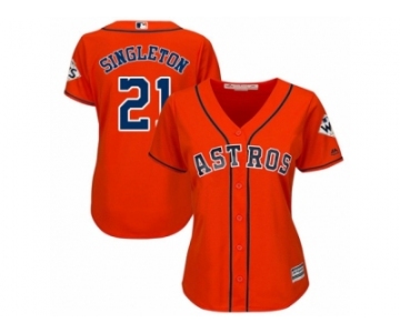 Women Majestic Houston Astros #21 Jon Singleton Replica Orange Alternate 2017 World Series Bound Cool Base MLB Jersey