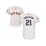 Women Majestic Houston Astros #21 Jon Singleton Replica White Home 2017 World Series Bound Cool Base MLB Jersey