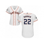 Women Majestic Houston Astros #22 Josh Reddick Authentic White Home 2017 World Series Bound Cool Base MLB Jersey