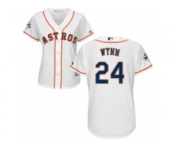 Women Majestic Houston Astros #24 Jimmy Wynn Authentic White Home 2017 World Series Bound Cool Base MLB Jersey