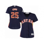 Women Majestic Houston Astros #25 Jose Cruz Jr. Replica Navy Blue Alternate 2017 World Series Bound Cool Base MLB Jersey