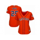 Women Majestic Houston Astros #25 Jose Cruz Jr. Replica Orange Alternate 2017 World Series Bound Cool Base MLB Jersey