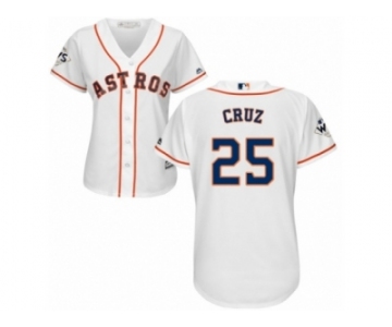 Women Majestic Houston Astros #25 Jose Cruz Jr. Replica White Home 2017 World Series Bound Cool Base MLB Jersey