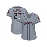 Women Majestic Houston Astros #27 Jose Altuve Replica Grey Road 2017 World Series Bound Cool Base MLB Jersey