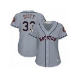 Women Majestic Houston Astros #33 Mike Scott Replica Grey Road 2017 World Series Bound Cool Base MLB Jersey