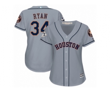 Women Majestic Houston Astros #34 Nolan Ryan Replica Grey Road 2017 World Series Bound Cool Base MLB Jersey