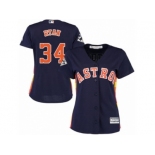 Women Majestic Houston Astros #34 Nolan Ryan Replica Navy Blue Alternate 2017 World Series Bound Cool Base MLB Jersey