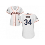 Women Majestic Houston Astros #34 Nolan Ryan Replica White Home 2017 World Series Bound Cool Base MLB Jersey