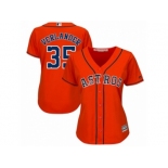 Women Majestic Houston Astros #35 Justin Verlander Replica Orange Alternate Cool Base MLB Jersey