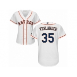 Women Majestic Houston Astros #35 Justin Verlander Replica White Home Cool Base MLB Jersey