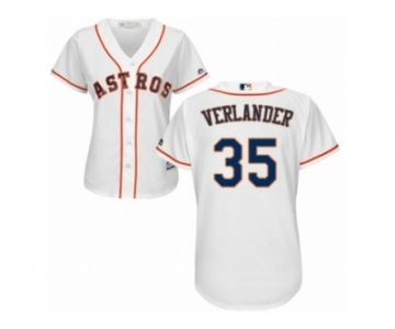 Women Majestic Houston Astros #35 Justin Verlander Replica White Home Cool Base MLB Jersey