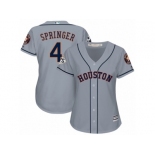 Women Majestic Houston Astros #4 George Springer Replica Grey Road 2017 World Series Bound Cool Base MLB Jersey