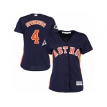 Women Majestic Houston Astros #4 George Springer Replica Navy Blue Alternate 2017 World Series Bound Cool Base MLB Jersey