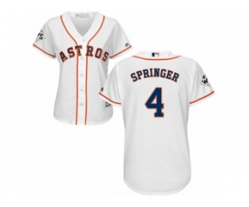 Women Majestic Houston Astros #4 George Springer Replica White Home 2017 World Series Bound Cool Base MLB Jersey