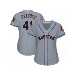 Women Majestic Houston Astros #41 Brad Peacock Replica Grey Road Cool Base MLB Jersey