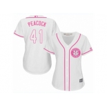 Women Majestic Houston Astros #41 Brad Peacock Replica White Fashion Cool Base MLB Jersey