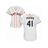 Women Majestic Houston Astros #41 Brad Peacock Replica White Home Cool Base MLB Jersey